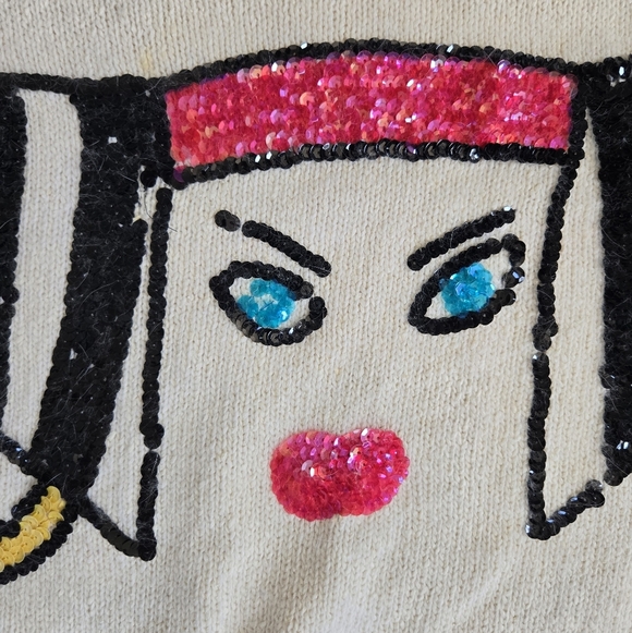 VTG Extra energy by de rotchild sequins wearable art silk angora wool sz M - Picture 2 of 8